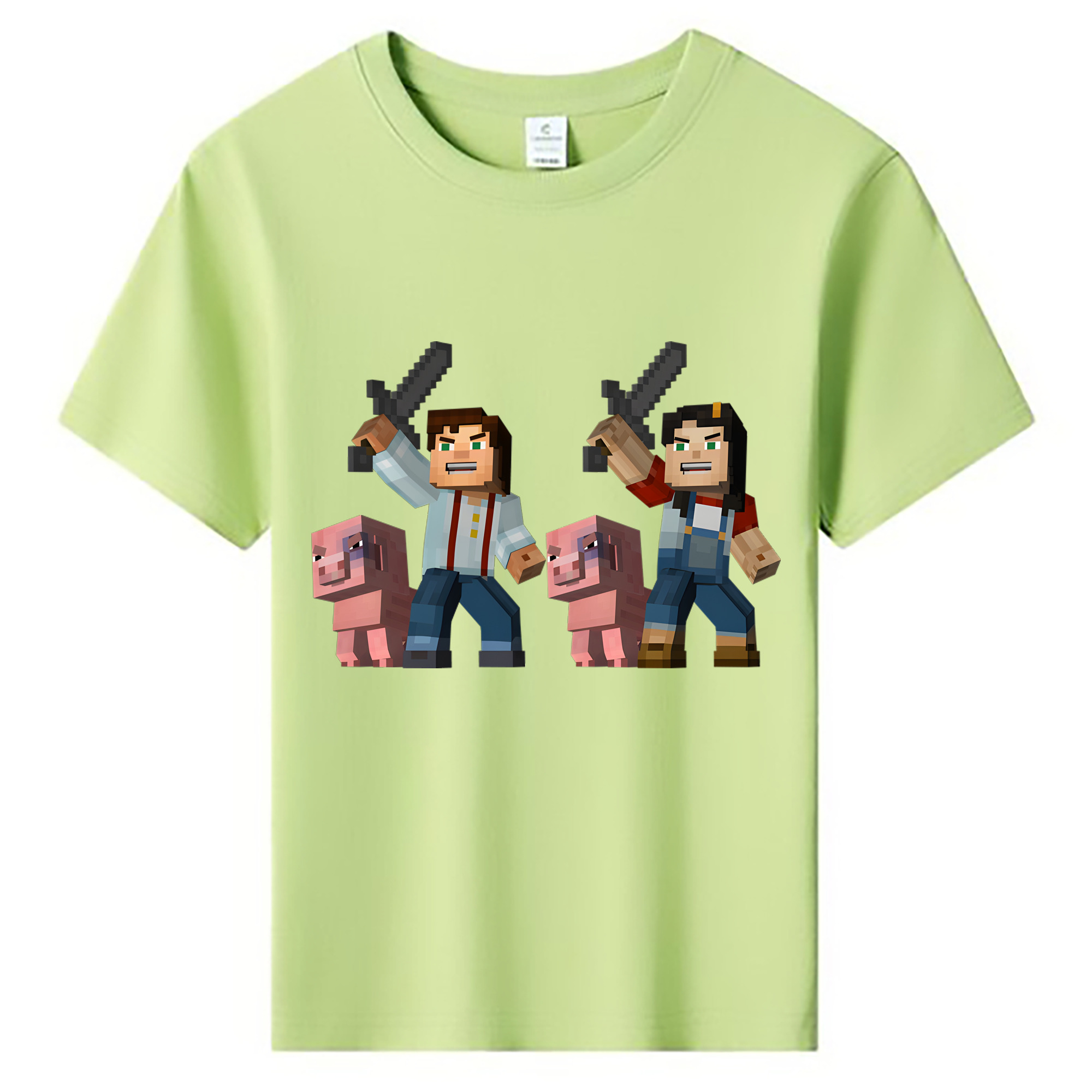 （画像用） マインクラフト ブロックの世界 Minecraft MC Block world 綿100％キッズTシャツ（フロントプリント）